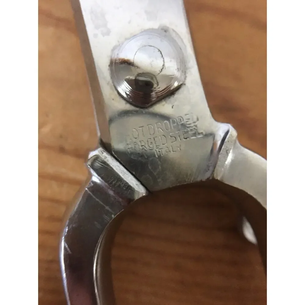 Vtg Hot Dropped Forged Steel Shiny Chrome Bone Sheers Gardening Scissors Italy